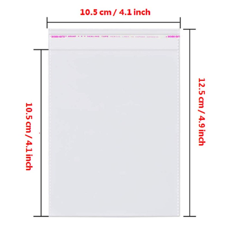 Borningfire 200 Pcs 4"x4" Square Clear Cello Cellophane Bags Resealable