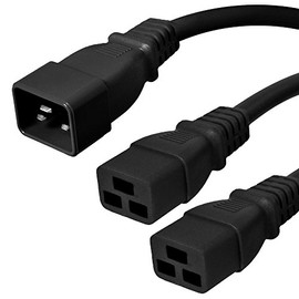 IronBox Electric IEC C20 to 2X C19 Splitter Power Cords - 20A, 250V, 12/3 SJT - UL Listed Power Extension Cord - Heavy Duty Cable Connector for Computer, Monitor, PDU, Speaker & More (8ft + 2ft Legs)