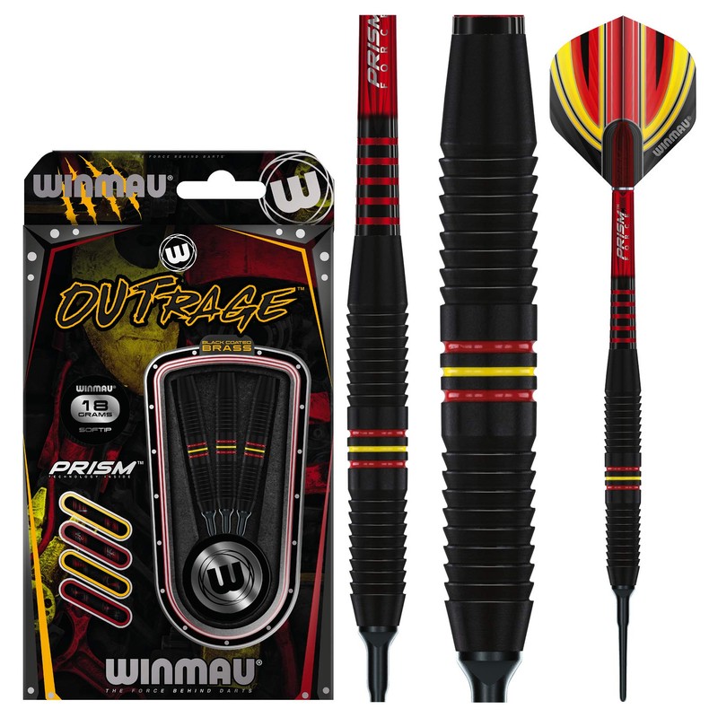 WINMAU Outrage 18 gram Brass Softip Darts Set with Prism