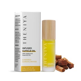 Theniya Cuticle Oil for Nail Strengthening and Growth – Hydrating, Vegan, Organic Formula with Jojoba & Vitamin E | 3 Signature Fragrances | 5mL Roll-On (0.17 Fl Oz, Sandalwood Fragrance)