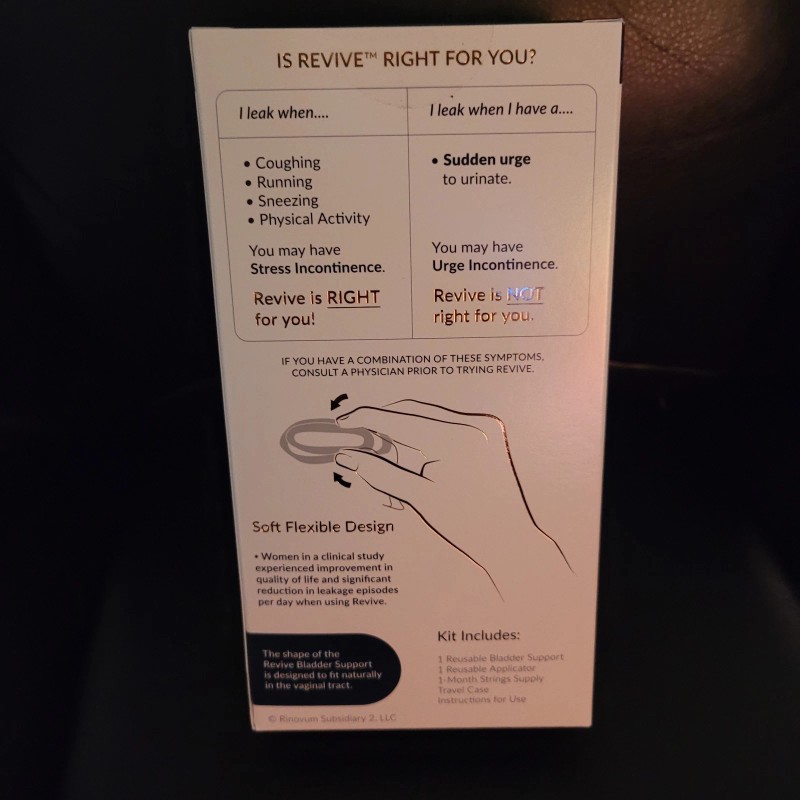 Revive Bladder Support For Women / Discreet, Prevents Leaks, Easy