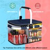 LIQING 35L Picnic Basket 2 Layers of Internal Pockets Leak-Proof