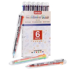 Sikao Multicolor Pens - 6 Pack Fun Rainbow Pens, Prizes for Kids, Goodie Bag Stuffers, Christmas & Birthday Party Favors