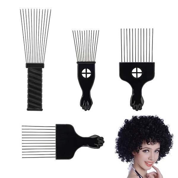 SULIUDAJI Pack of 4 Afro Comb, Afro Comb Metal Various