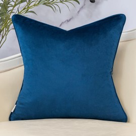 Yangest Blue Leaf Square Pillow Cover Cut Velvet Cushion Cover Luxury Modern Pillowcover for Couch Living Room Bedroom,20x20 Inch