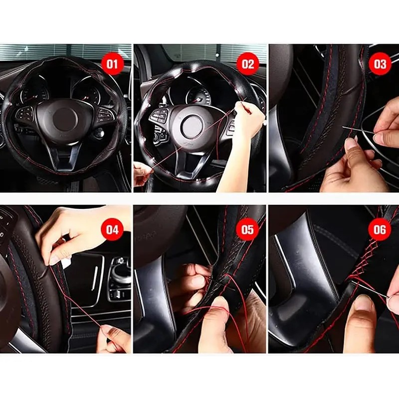 Funda De Volante De Piel Genuina Perforada Negra 38 Cm