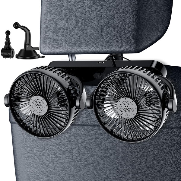 Amison Car Fan, 3-step Air Flow Adjustment, 5-inch Double Fan,