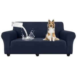 Taque Waterproof Couch Cover for Pets, Dual Layer TPU Sofa Protector 100% Leakproof Dog Proof Stretch Non-Slip Washable Furniture Covers for Pets, Dogs, Cats and Kids (Loveseat,Navy Blue)