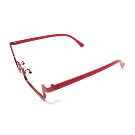 TOKYO GOODS MARKET (Pyu Ribon) No Lens Square Underrim Date Glasses Bottom Frame Fashion Glasses Moe Glasses One Size Fits Most, red