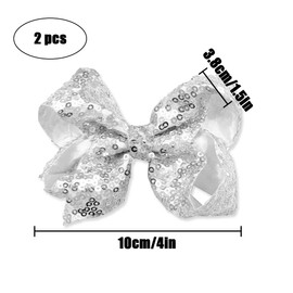 TEAONE Glitter Hair Bows, 2 PCS Sparkly Bows for Birthday, Party, Performance (10cm/4in)