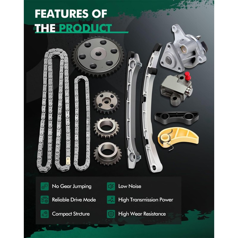 SCITOO Engine Timing Chain With Water Pump Kit Replaces for