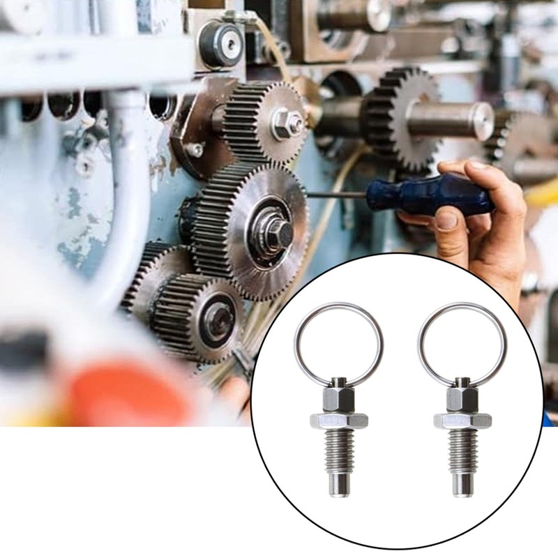 2 Pieces Locking Bolt with Pull Ring, Stainless Steel Spring