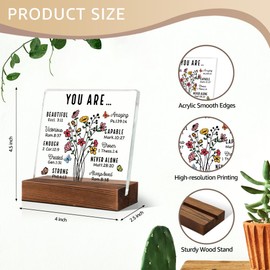 Pishovi You Are Inspiration Bible Verse Acrylic Sign With Wooden Stand, Religious Gifts for Women Coworker, Cheer Up Gifts for Friend Sister, Office Gifts for Colleague, Encouragement Gifts for Women