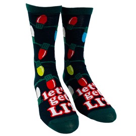 Crazy Dog T-Shirts Men's Let's Get Lit Socks Funny Christmas Lights Holiday Tree Novelty Footwear
