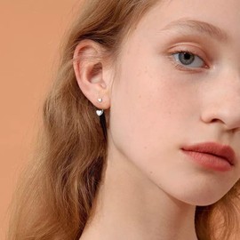 Double Heart Ear Jacket Earrings 925 Sterling Silver for Women Love Hearts Cartilage Sleeper 2 in 1 Studs Front Back Wrap Earring Cute Drop Jewelry Gifts Hypoallergenic