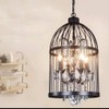 Sky Demons 4 Lights Black Birdcage Crystal Ceiling Chandelier Retro