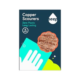 Seep Recyclable Wire Metal Copper Scourer Pads 6 Pack - Spiral 100% Copper Scourer - Long Lasting Pan Scourers For Cleaning - Heavy Duty Scrubber