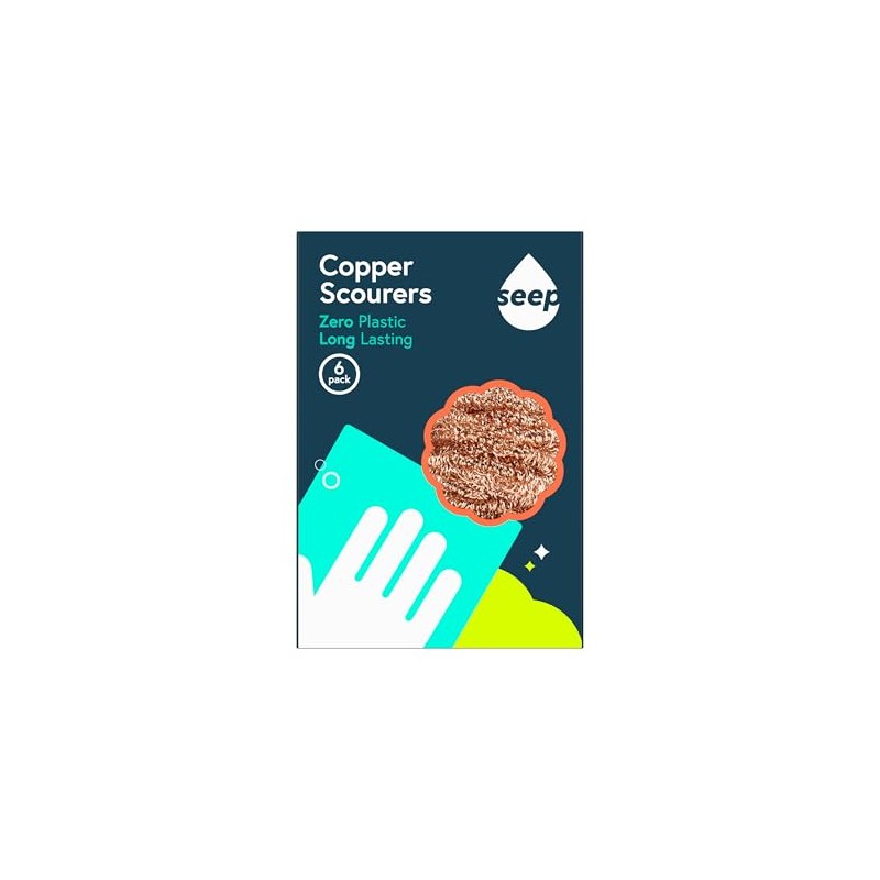 Seep Recyclable Wire Metal Copper Scourer Pads 6 Pack -