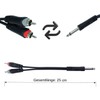 keepdrum YC017 Y-Adapter Splitter Cable 6.35 mm Mono Jack to