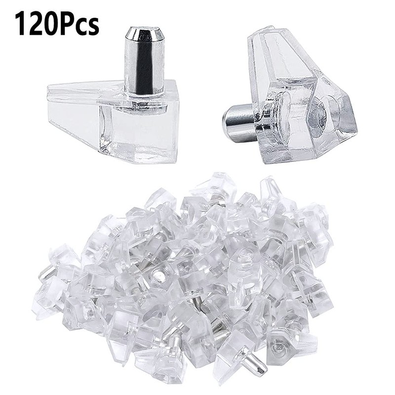 Graplan 120 Pieces Shelf Support Pegs,Shelf Support Stud pegs,Transparent Metal