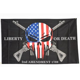 MWS Liberty or Death 2nd Amendment USA Punisher Skull Rifles 1789 Flag 3'x5' House Banner Grommets Double Stitched Fade Resistant Premium Quality 2-04-E