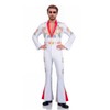LVLING Mens 70s Aloha Costume Vegas Rock Star Jumpsuit (White,