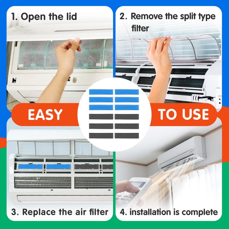 12 PCS Replacement Mini Split Air Filter Compatible with Mitsubishi