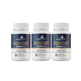 Magnesio 5 Complex- Paquete de 3 – Suplemento con 5 Tipos de Magnesio (Citrato, Gluconato, Malato, Glicinato, Cloruro) y Vitamina D3 – 90 Cápsulas de 
