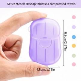KEQAR Pack of 120 Disposable Paper Soap - Portable Mini Soap Sheets with Plastic Box - Ideal for Camping and On the Go Includes Portable Washcloths (6 Colours)