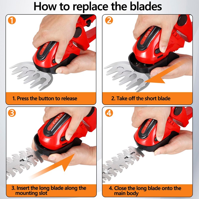 Hedge Trimmer Cordless 2 in 1 Handheld Grass Shears Mini