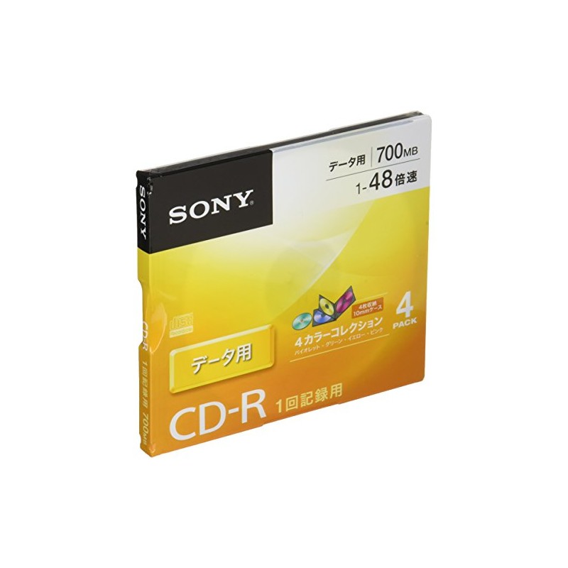 ソニー データ用CD-R 1-48倍速 10mmケース 4枚 4CDQ80GX