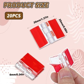 TIESOME 20Pcs Self-Adhesive Clear Acrylic Hinges, Acrylic Mini Hinge 35x25mm Folding Hinge Tools for Cabinet Drawer Furniture DIY Display Stand