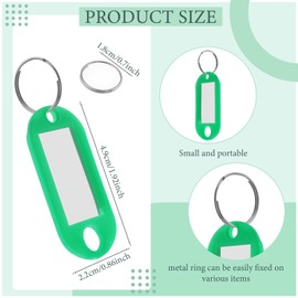 50 Pcs Plastic Key Tags with Label Window Key Ring Tags Key Labels Tags for ID Name Split Ring Keychain Luggage Travels Home Office Classification Gifts Favors Supplies (Green)