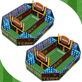 Fullhawl 2 Pcs Football Food Serving Tray Football Party Supplies Kits Large Sport Snack Plates Complete Tailgate Stadium Bowl Kit Sport Birthday Celebration Table Centerpiece Favor