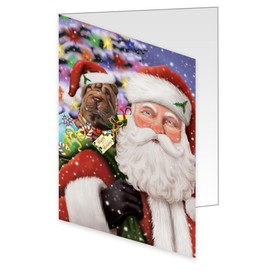 Christmas Jolly St Nick Shar Pei Dog Greeting Cards - Adorable Pets Invitation Cards with Envelopes - Pet Artwork Christmas Greeting Cards (50 Greeting Card)