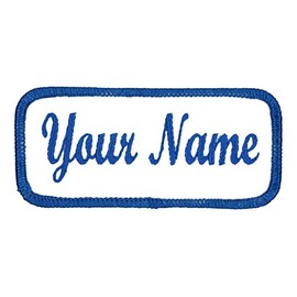 Uniform Work Shirt Patch Customized Embroidered Blue Border with White, Sew on