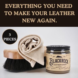 Blackrock Leather N Rich Leather Care Kit. 2-in-1 cleaner and conditioner for sofas, boots, purses, car interiors, horse tack. Made in the USA. Easy to use. Make your leather last longer.