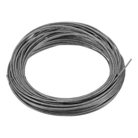 sourcing map 1/16" (1.5mm) 304 Stainless Steel Cable Wire Rope 7 x 7 Strands Core 50ft (15m) PVC Coated Aircraft Wire for Construction Outdoors Marine Rigging Decking Railings