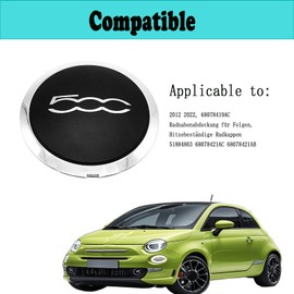 Centre Wheel Hup with Chrome Trim, Wheel Hub Caps for Hub Caps, Rim Covers, 68078419AC, Car Wheel Centre, Hub Caps, Black (Silver White, 1 Piece)