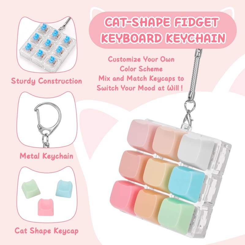 Netholid Cat Shape Keyboard Fidget Toys for Adults Clicky Button
