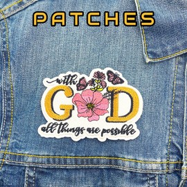AAVEDGE Christian Iron On Patches, Jesus God Embroidered Jeans Patches, with GOD Faith Religious Cross Morale Applique Sew On/Iron On Patch for Clothes, Clothing, Jackets, Jeans, Backpacks & Hats.