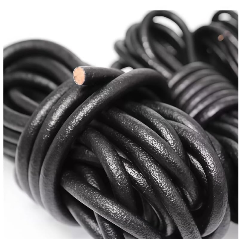 5Meters Black Leather Cord 3MM Wide Round Leather String for