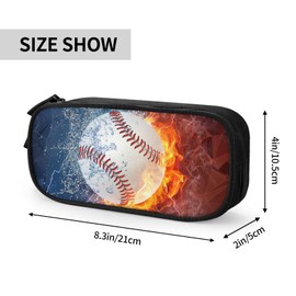 YIJIUWKIS Baseball Pencil Case for Boys, Sports Themed Pencil Box for Kids Adults, Large Capacity Black Pencil Pouch Stationery Organizer Multifunction Bag for School Business Office