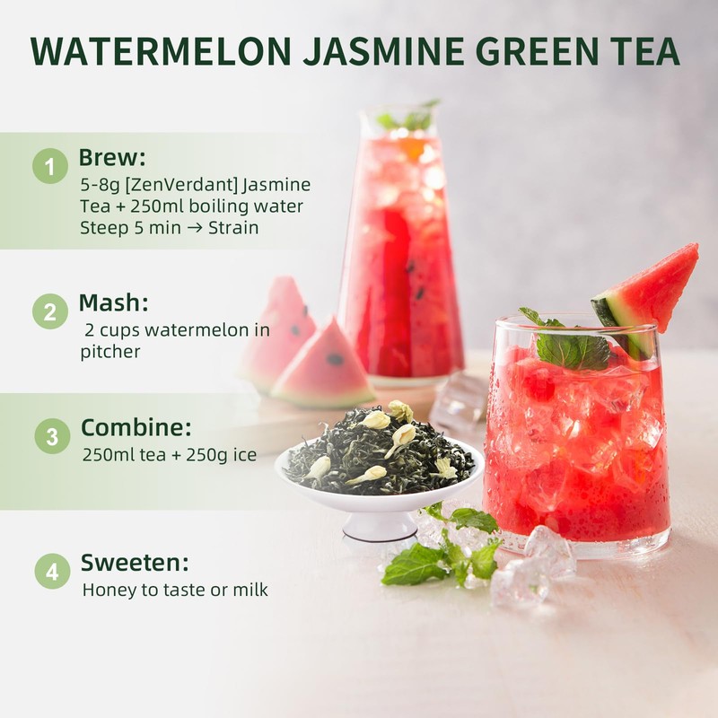 ZenVerdant Premium Jasmine Green Tea Loose Leaf, 12oz | 7x