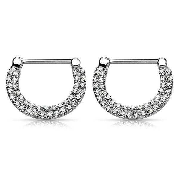 Pierce2GO Silver 14G 316L Surgical Steel Double Lined Crystal Paved