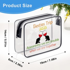 Besties Trip Gifts Travel Makeup Bag Girls Weekend Gift Funny Friendship Gift for Her Women Clear Toiletry Bag 2025 Travel Trip Gift for Friends Bestie Sister BFF Graduation Birthday Gift Cosmetic Bag