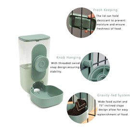 Cdycam Hängender Käfig, automatischer Wasserspender für Tierfutter, 1000 ml, Schwerkraft, Nachfüllfutter und Siphon, Saugwasser-Set für mittelgroße kleine Tiere, Welpen, Katzen, Kaninchen, Chinchilla