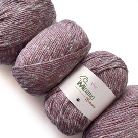Merino-Moments Knitting and Crochet Merino Wool Multicolor Yarn Set of 4 (456yds/400g), Thick Chunky Weight #5, Great for Baby Projects: Sweaters, Blankets, Hats, Mittens, Scarves (Purple Lavender)
