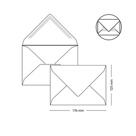 Pack of 25 Envelopes B6 DIN (12.5 x 17.6 cm) Metallic Gold Seal with Triangle Flap Shrink-Wrapped Grammage: 90 g/m²
