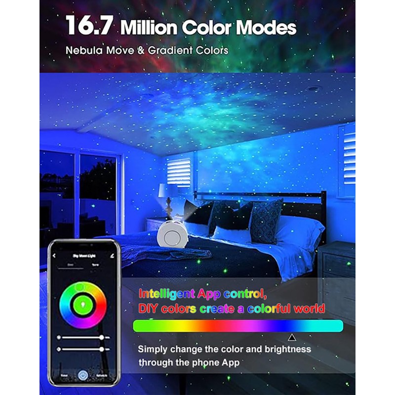 Galaxy Projector for Bedroom, Star Projector,Smart APP & Voice Control
